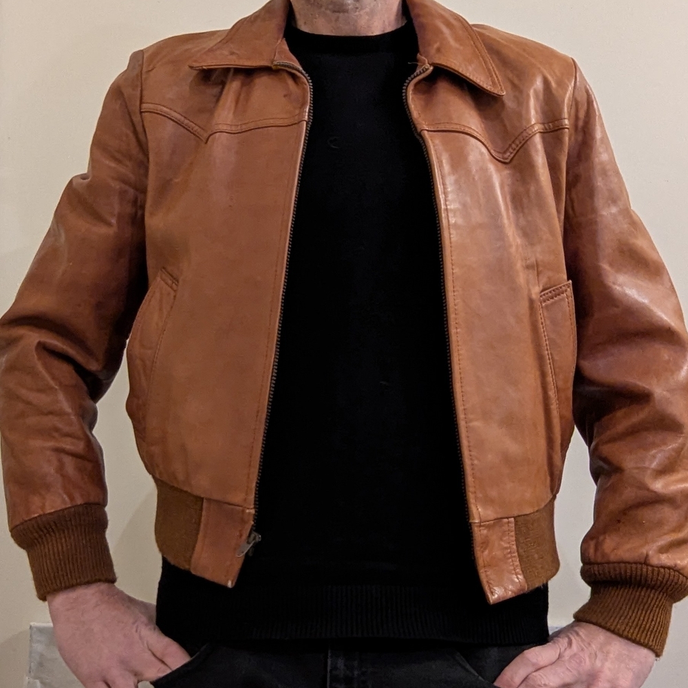 William Barry Brown Leather Bomber Jacket